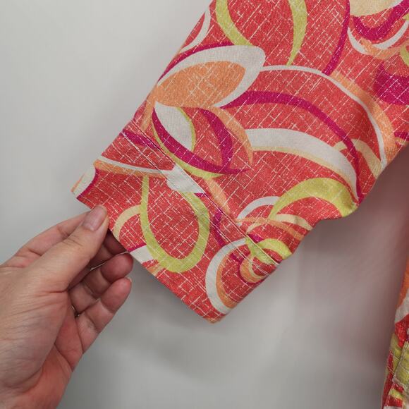 Ruby Rd Coral Orange Swirl Cropped Twill Jacket Women's 14 - Picture 7 of 10